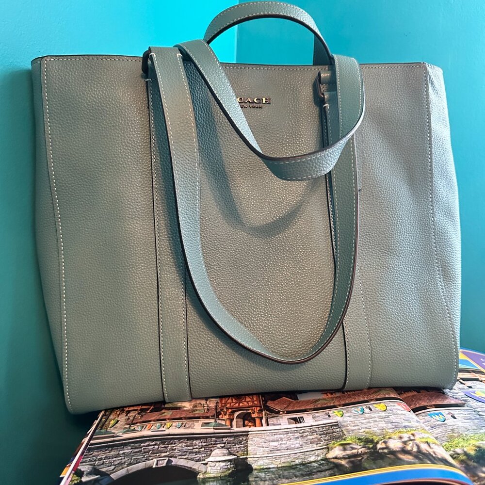 COACH C8157 Tote Hudson Double Handle Teal Blue Green